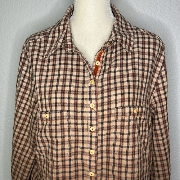 Johnny Was 3J Workshop Women’s Brown Ombre Plaid Flannel Button Down Shirt M - Picture 3 of 11